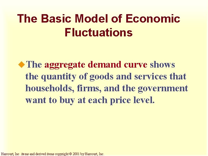 The Basic Model of Economic Fluctuations u. The aggregate demand curve shows the quantity