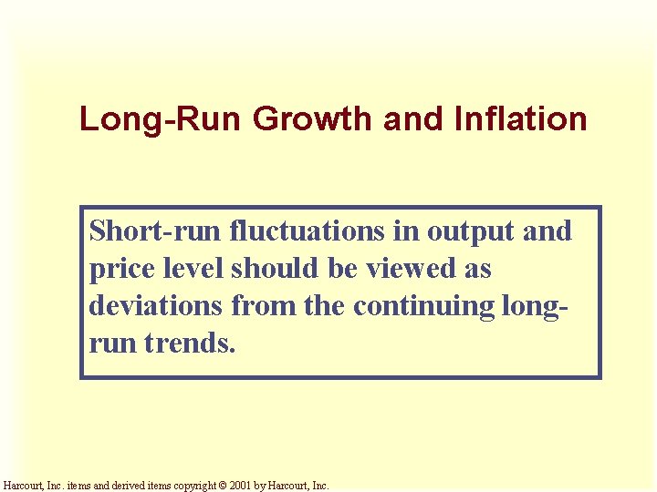 Long-Run Growth and Inflation Short-run fluctuations in output and price level should be viewed