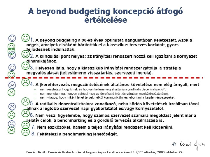 A beyond budgeting koncepció átfogó értékelése © Forrás: Tirnitz Tamás és Krekó István: A
