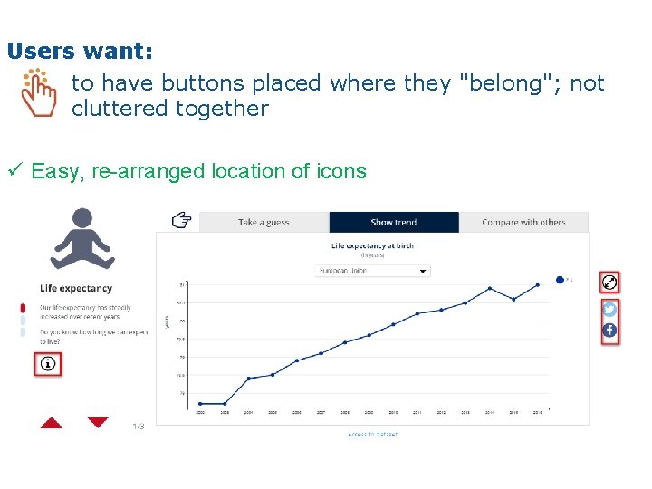 Users want: to have buttons placed where they "belong"; not cluttered together ü Easy,