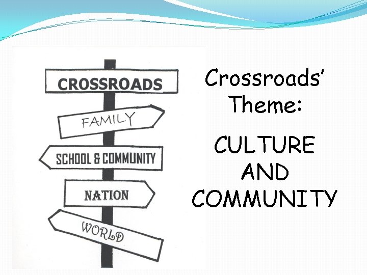 Crossroads’ Theme: CULTURE AND COMMUNITY 