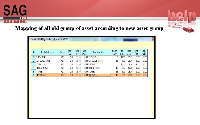 Mapping of all old group of asset according to new asset group 