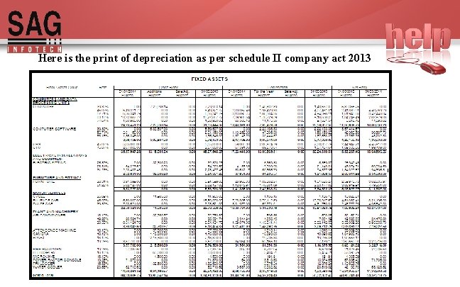 Here is the print of depreciation as per schedule II company act 2013 