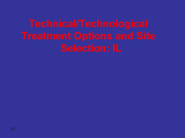 Technical/Technological Treatment Options and Site Selection: IL 42 
