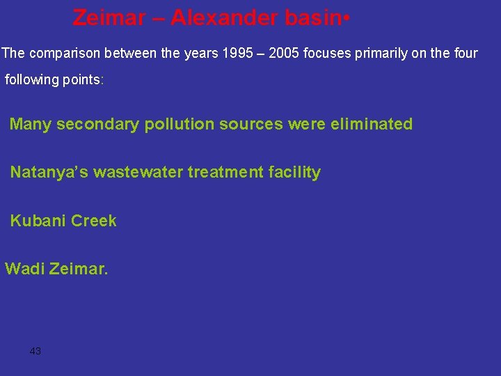 Zeimar – Alexander basin • The comparison between the years 1995 – 2005 focuses