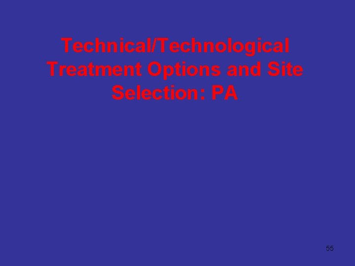 Technical/Technological Treatment Options and Site Selection: PA 55 