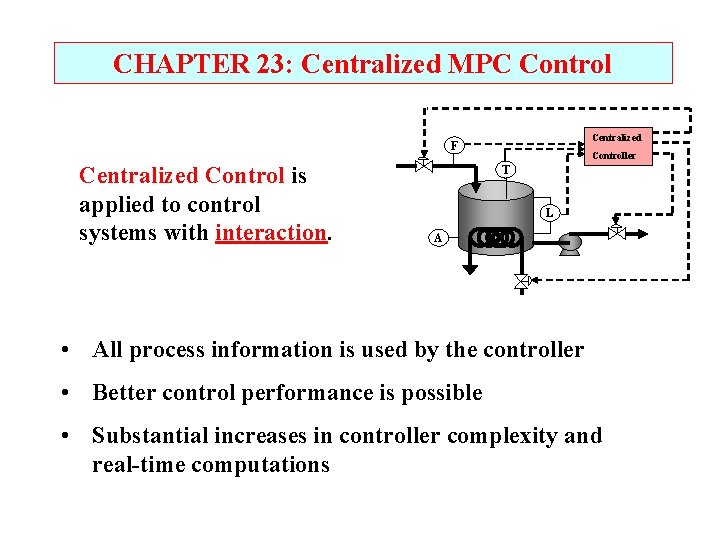 CHAPTER 23: Centralized MPC Control Centralized F Centralized Control is applied to control systems