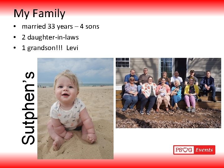 My Family Sutphen’s • married 33 years – 4 sons • 2 daughter-in-laws •