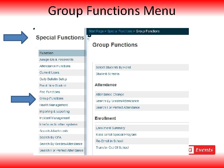 Group Functions Menu 