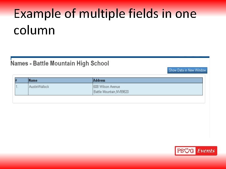 Example of multiple fields in one column 