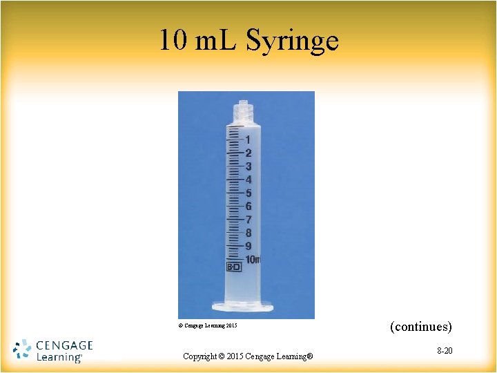 10 m. L Syringe © Cengage Learning 2015 Copyright © 2015 Copyright Cengage©Learning® 2015