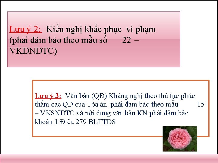 Lưu ý 2: Kiến nghị khắc phục vi phạm (phải đảm bảo theo mẫu