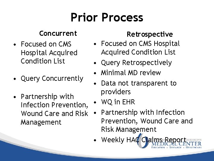 Prior Process Concurrent • Focused on CMS Hospital Acquired Condition List • Query Concurrently