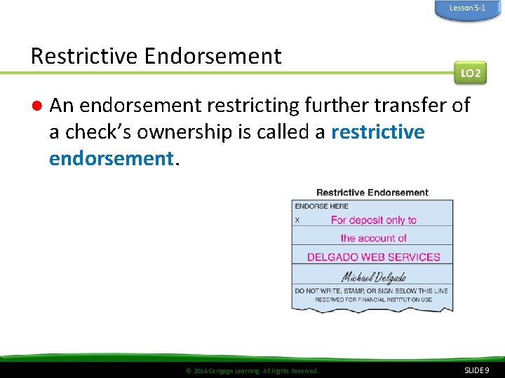 Learning Objectives LO 1 Record a deposit on