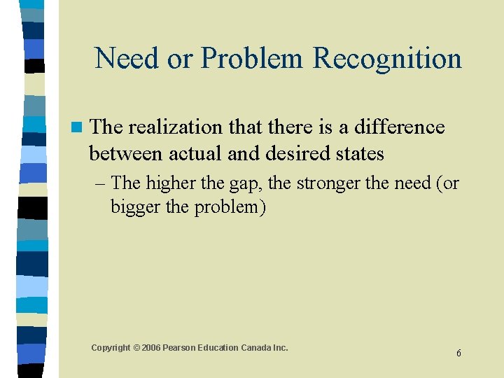 Need or Problem Recognition n The realization that there is a difference between actual Need or Problem Recognition n The realization that there is a difference between actual