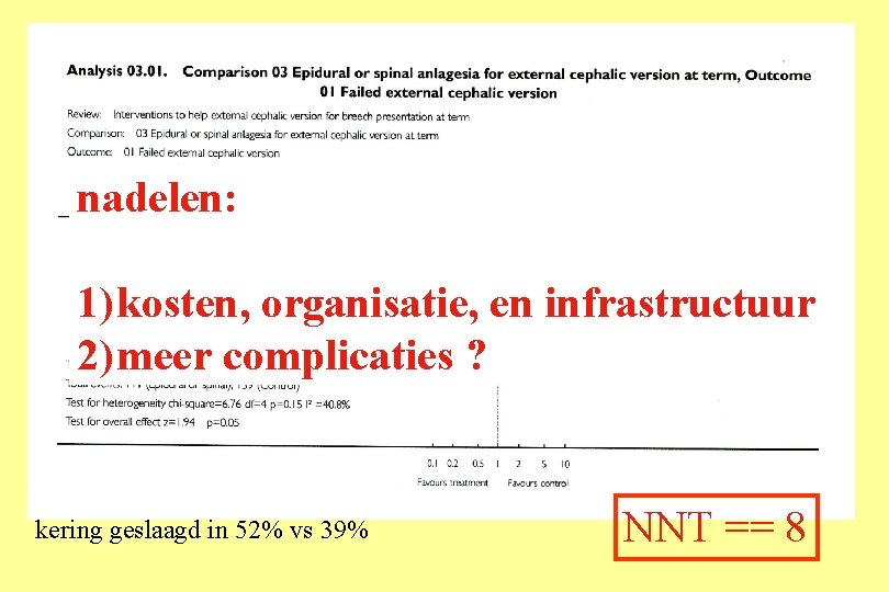 nadelen: 1) kosten, organisatie, en infrastructuur 2) meer complicaties ? kering geslaagd in 52%