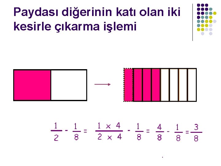 Paydası diğerinin katı olan iki kesirle çıkarma işlemi 