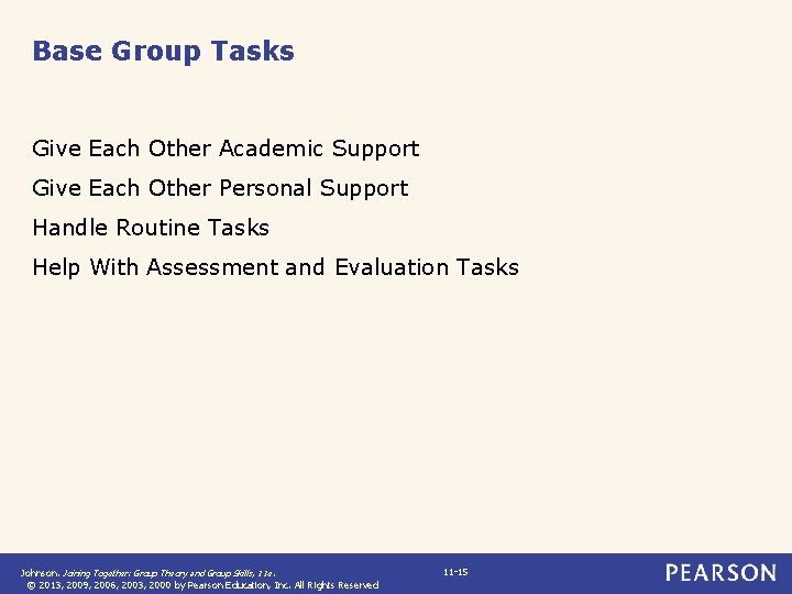 Base Group Tasks Give Each Other Academic Support Give Each Other Personal Support Handle