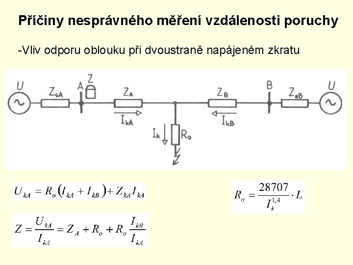 Příčiny nesprávného měření vzdálenosti poruchy -Vliv odporu oblouku při dvoustraně napájeném zkratu 
