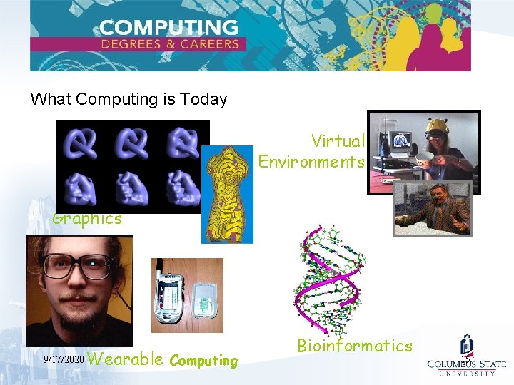 What Computing is Today Virtual Environments Graphics 9/17/2020 Wearable Computing Bioinformatics 15 