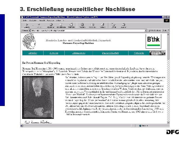 3. Erschließung neuzeitlicher Nachlässe 