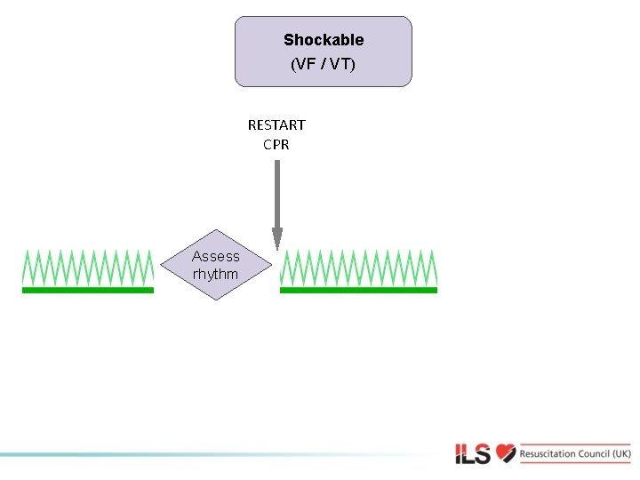 Shockable (VF / VT) Shockable RESTART CPR Assess rhythm 