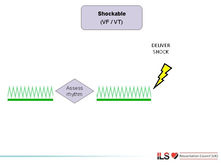Shockable (VF / VT) Shockable DELIVER SHOCK Assess rhythm 
