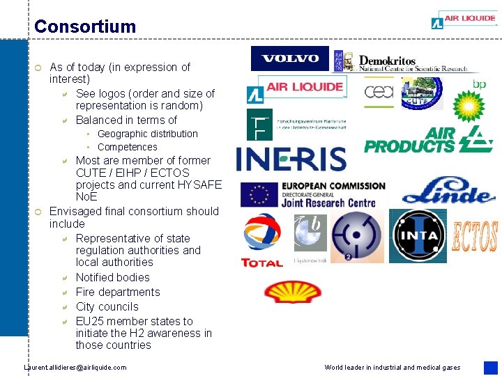 Consortium ¢ As of today (in expression of interest) a See logos (order and Consortium ¢ As of today (in expression of interest) a See logos (order and
