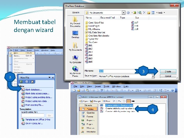 Membuat tabel dengan wizard 3 2 4 