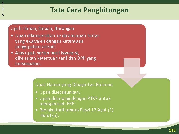 1 1 3 Tata Cara Penghitungan Upah Harian, Satuan, Borongan • Upah dikonversikan ke