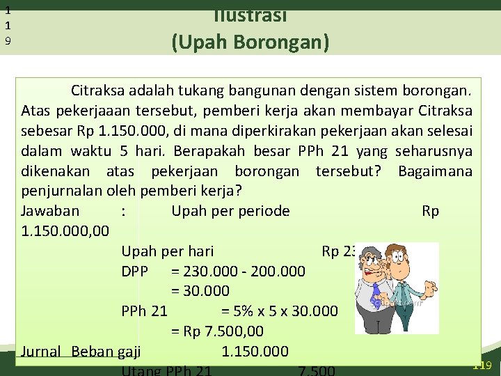 1 1 9 Ilustrasi (Upah Borongan) Citraksa adalah tukang bangunan dengan sistem borongan. Atas