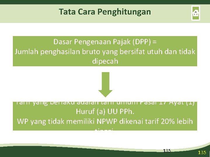 Tata Cara Penghitungan Dasar Pengenaan Pajak (DPP) = Jumlah penghasilan bruto yang bersifat utuh
