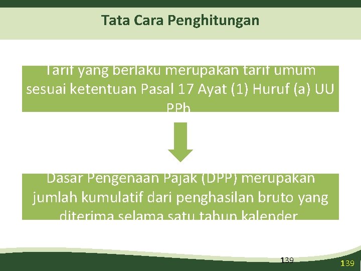 Tata Cara Penghitungan Tarif yang berlaku merupakan tarif umum sesuai ketentuan Pasal 17 Ayat