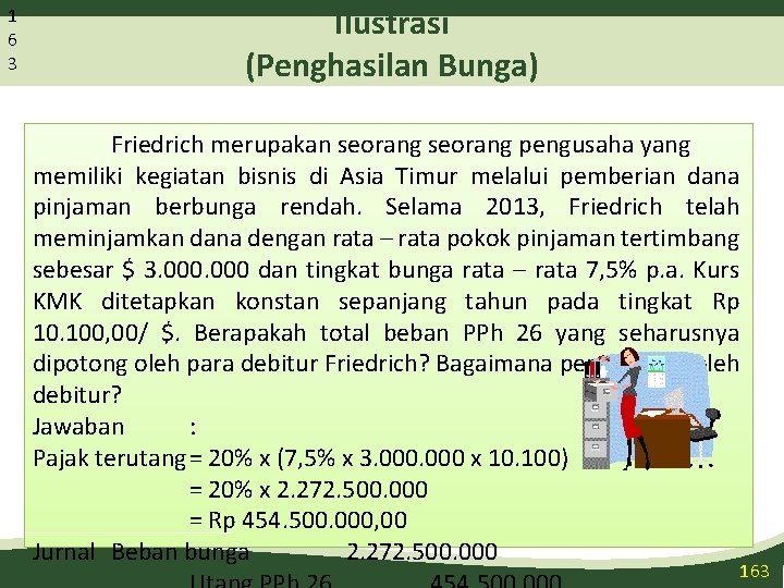 1 6 3 Ilustrasi (Penghasilan Bunga) Friedrich merupakan seorang pengusaha yang memiliki kegiatan bisnis