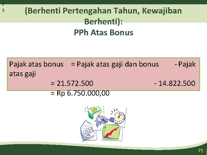 7 5 Ilustrasi (Berhenti Pertengahan Tahun, Kewajiban Berhenti): PPh Atas Bonus Pajak atas bonus