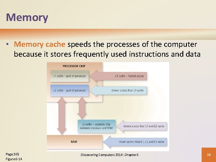 Memory • Memory cache speeds the processes of the computer because it stores frequently