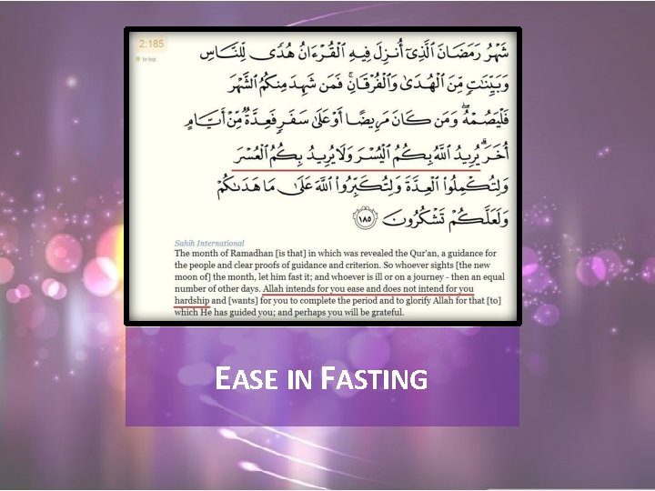 EASE IN FASTING 