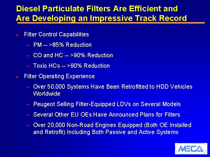 Diesel Particulate Filters Are Efficient and Are Developing an Impressive Track Record l Filter