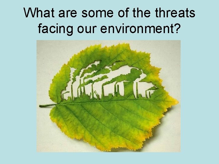 What are some of the threats facing our environment? 