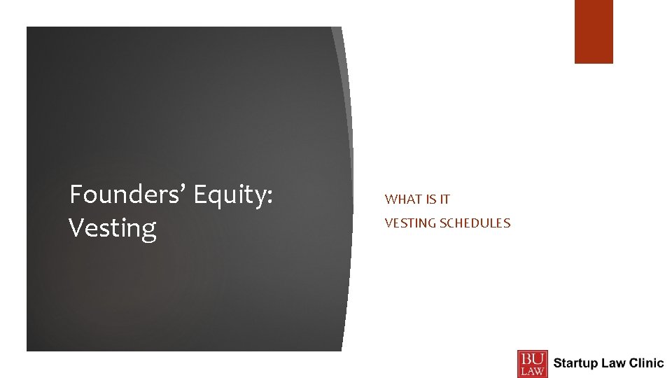 Founders’ Equity: Vesting WHAT IS IT VESTING SCHEDULES 