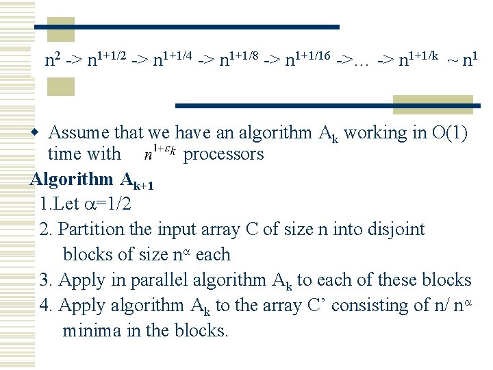 n 2 -> n 1+1/4 -> n 1+1/8 -> n 1+1/16 ->… -> n