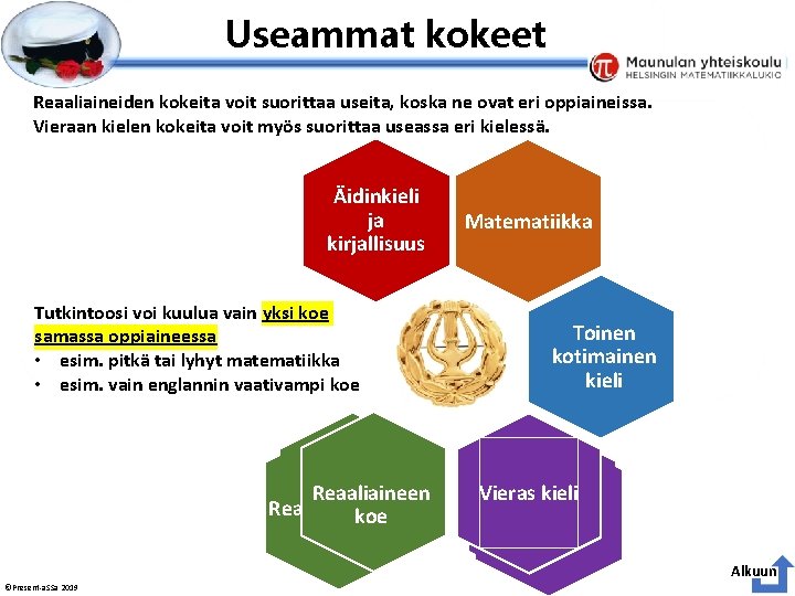 Esityksen perustyyliä et voi muokata Useammat kokeet Reaaliaineiden kokeita voit suorittaa useita, koska ne