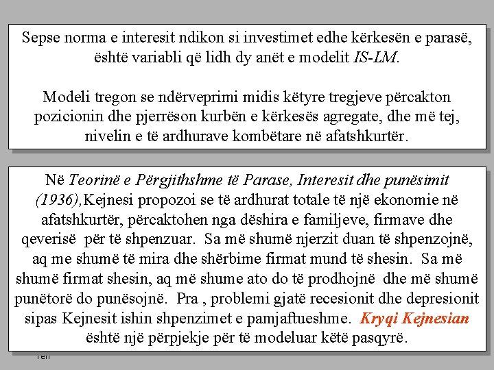 Sepse norma e interesit ndikon si investimet edhe kërkesën e parasë, është variabli që