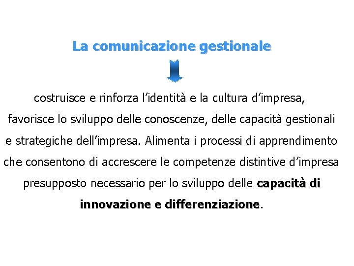 La comunicazione gestionale costruisce e rinforza l’identità e la cultura d’impresa, favorisce lo sviluppo