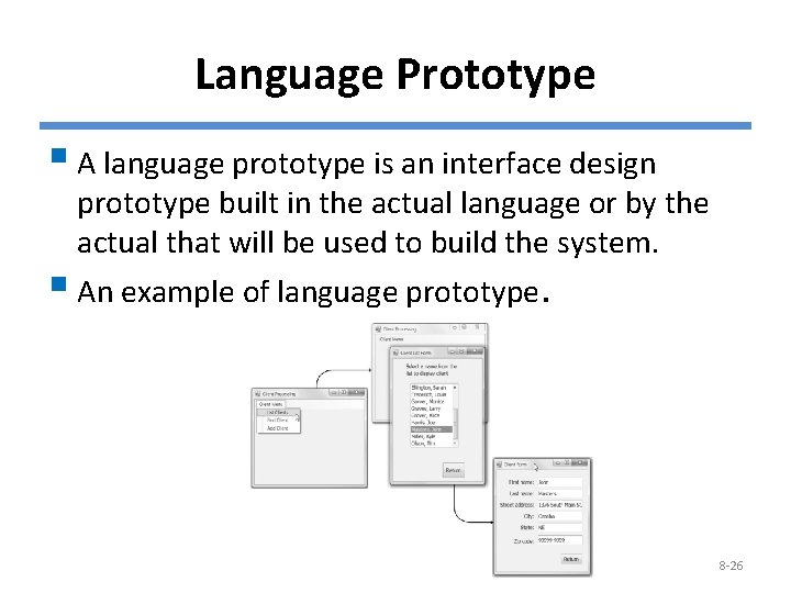 Language Prototype § A language prototype is an interface design prototype built in the