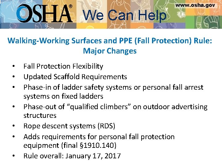 www. osha. gov We Can Help www. osha. gov Walking-Working Surfaces and PPE (Fall