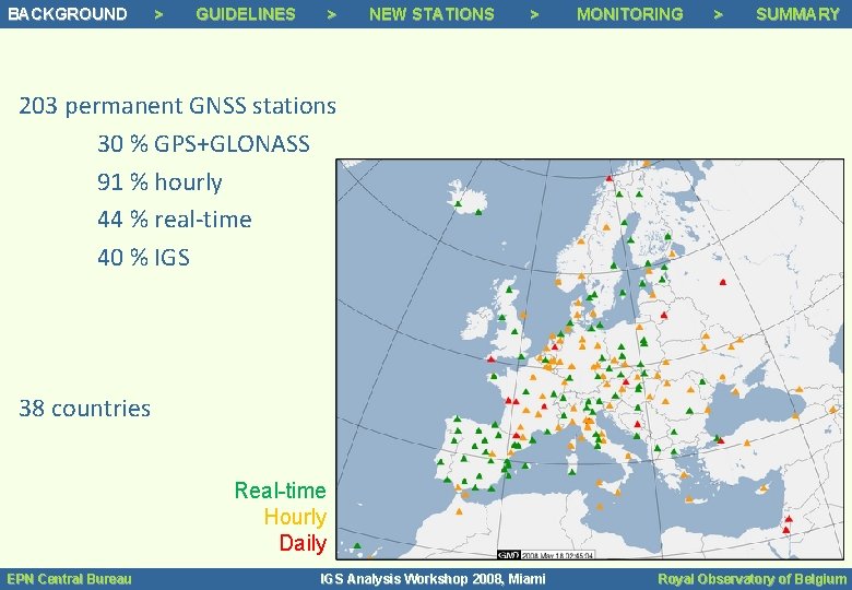 BACKGROUND Background >> > Background Status GUIDELINES >> Guidelines > NEW STATIONS >> Tracking