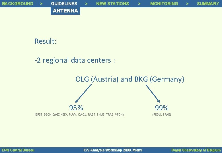 BACKGROUND Background >> > Background Status GUIDELINES >> Guidelines > NEW STATIONS >> Tracking