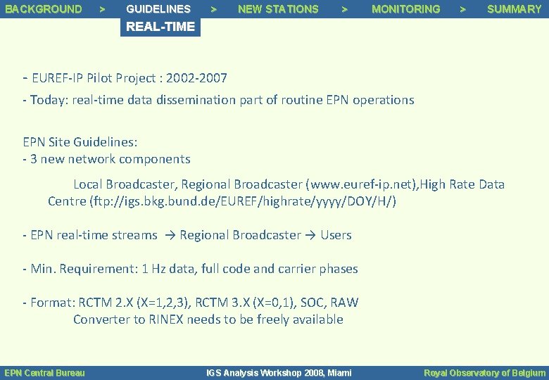 BACKGROUND Background >> > Background Status GUIDELINES >> Guidelines > NEW STATIONS >> Tracking