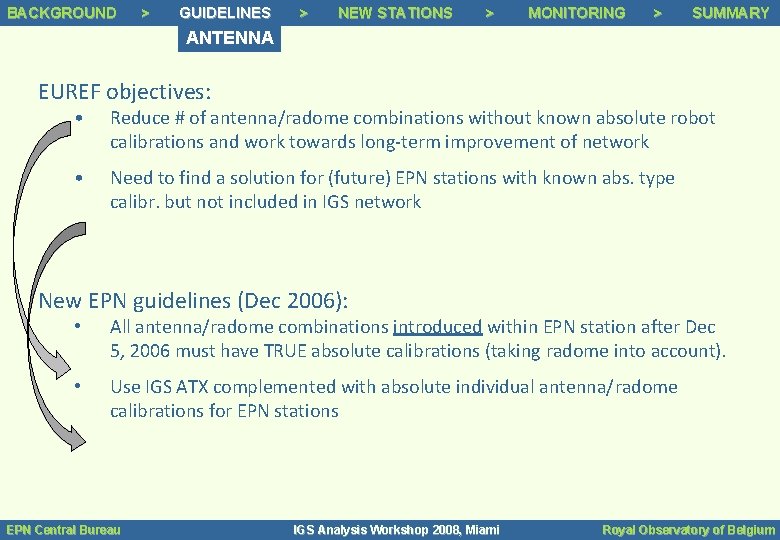 BACKGROUND Background >> > Background Status GUIDELINES >> Guidelines > NEW STATIONS >> Tracking